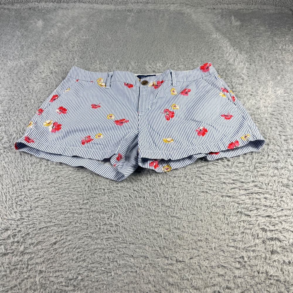 Old Navy Everyday Shorts Size 8 Blue White Pinstripe Red Floral Cotton Summer